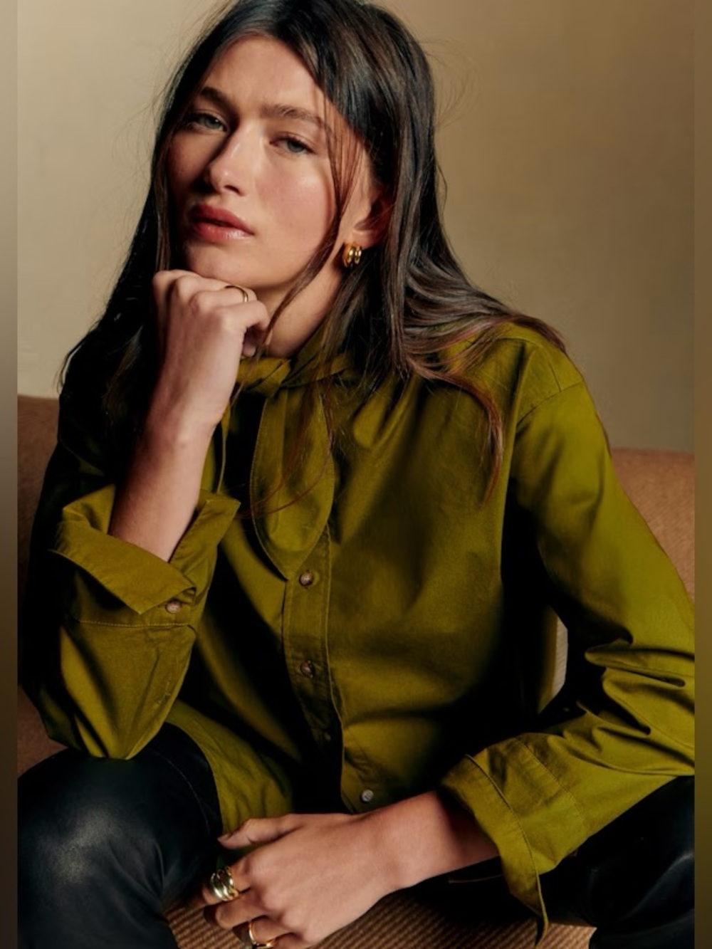 Sézane Millie Shirt in Olive FR 42 / US 10